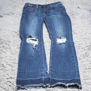 Machine‎ Nouvelle Mode Jeans Womens 27x26 Juniors 3 Flare Distressed Raw Hem